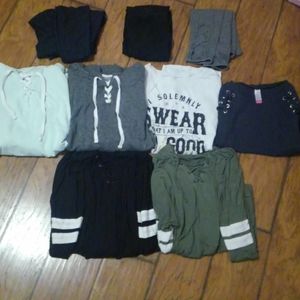 3 pairs of pants 2 shirts 4 hoodies